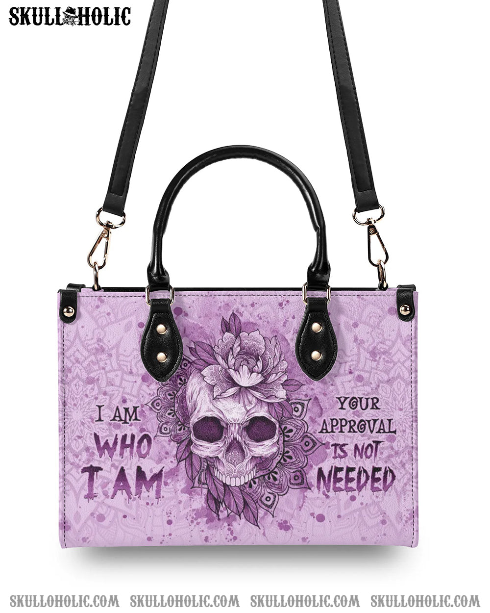 I AM WHO I AM SKULL LEATHER HANDBAG - YHHG1408244