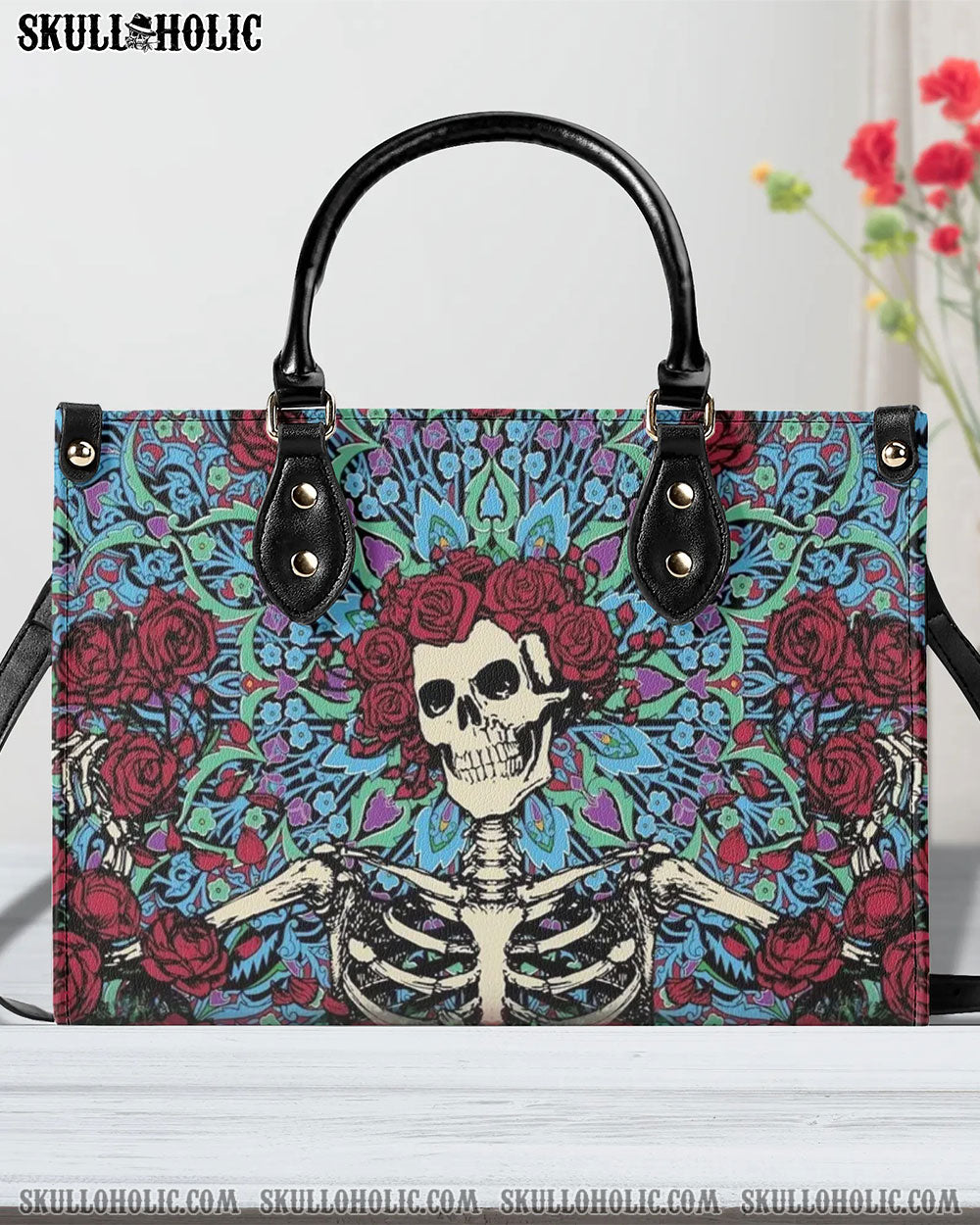 SKELETON ROSE LEATHER HANDBAG - YHHG1909245