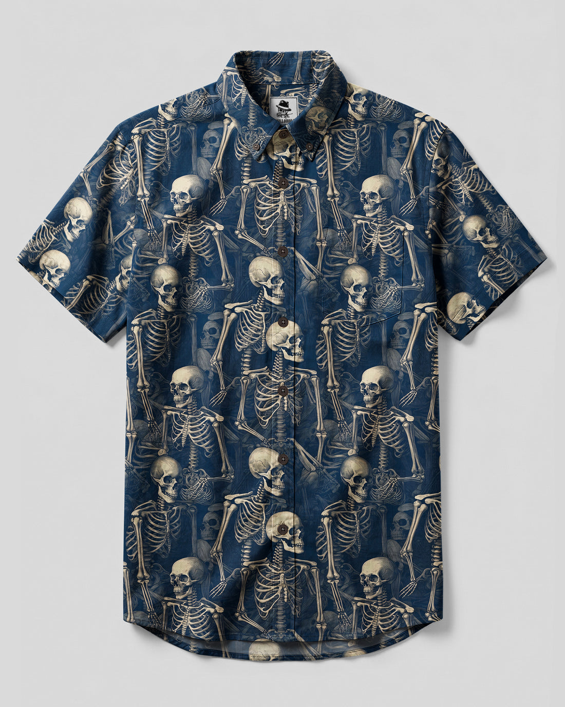 VINTAGE SKELETON PATTERN BUTTON-DOWN COLLAR SHIRT - TYQY27082610