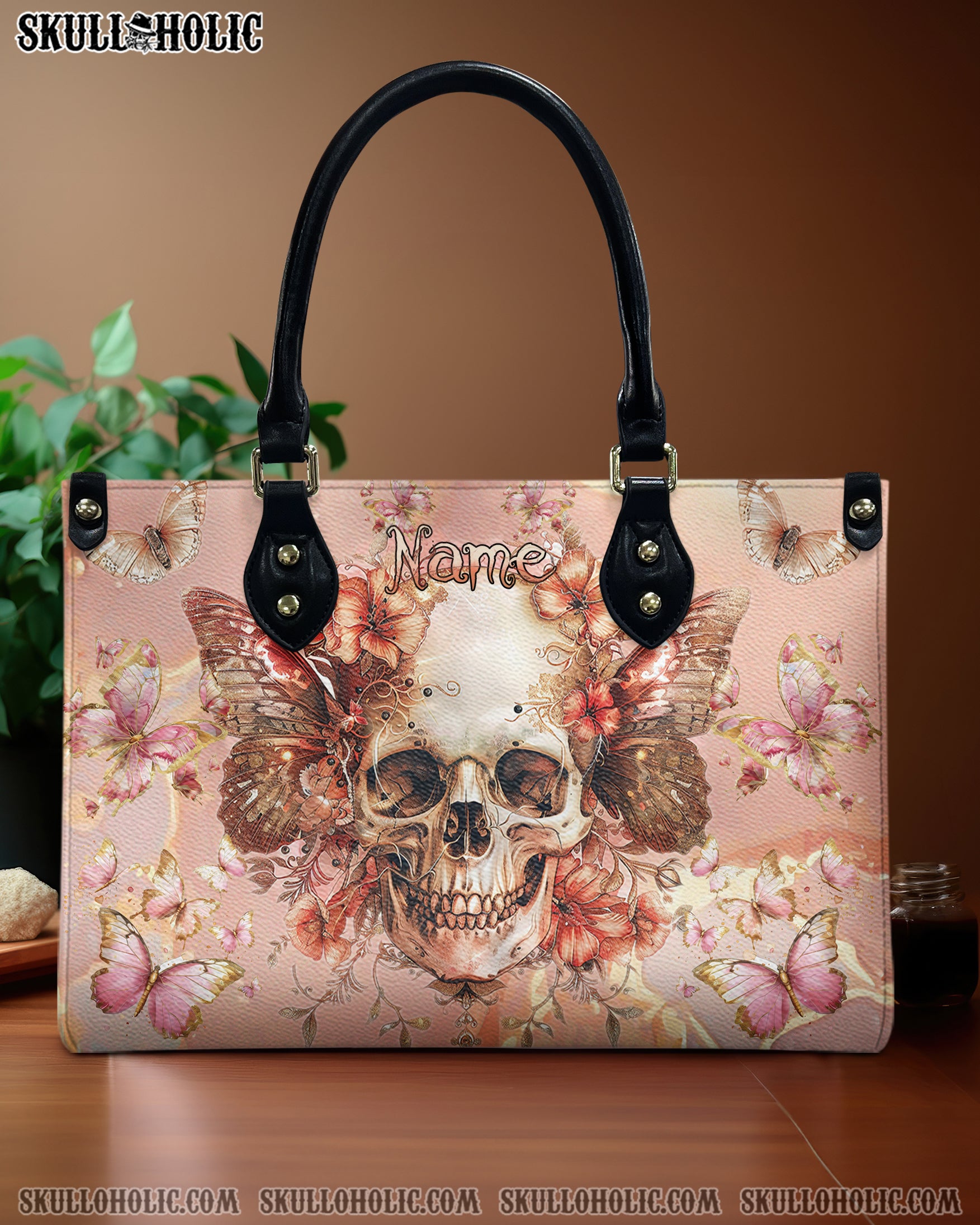 SKULL PINK GOLD LEATHER HANDBAG - TYHI0304241