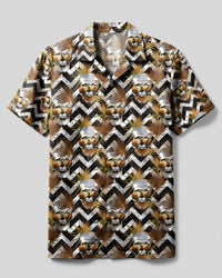 TROPICAL GOLDEN SKULL PALM PATTERN CAMP SHIRT  - TLNT0808265
