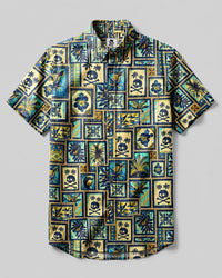 VINTAGE TROPICAL SKULL BUTTON-DOWN COLLAR SHIRT  - TLNT0508265