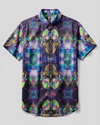 COSMIC FRACTAL SKULL BUTTON-DOWN COLLAR SHIRT - RI0106266
