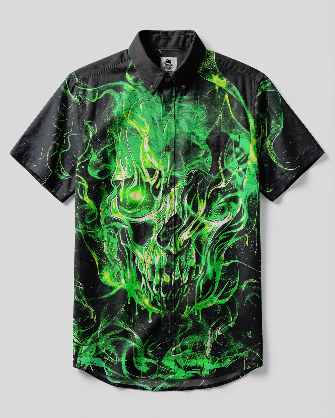 TOXIC PHANTOM SKULL BUTTON-DOWN COLLAR SHIRT - RI0106262