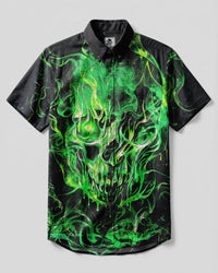 TOXIC PHANTOM SKULL BUTTON-DOWN COLLAR SHIRT - RI0106262