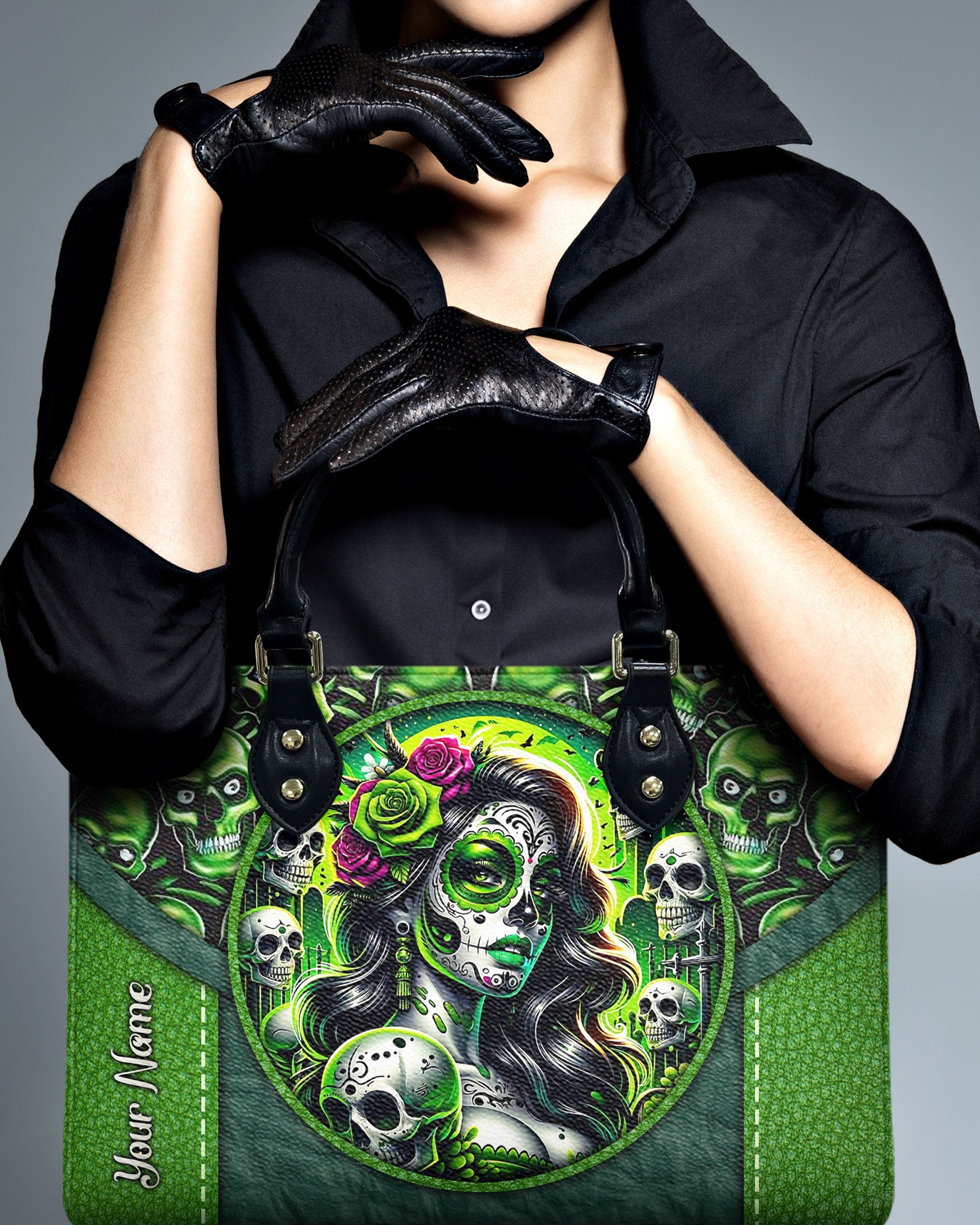 SUGAR SKULL LEATHER HANDBAG - TLNZ2905244