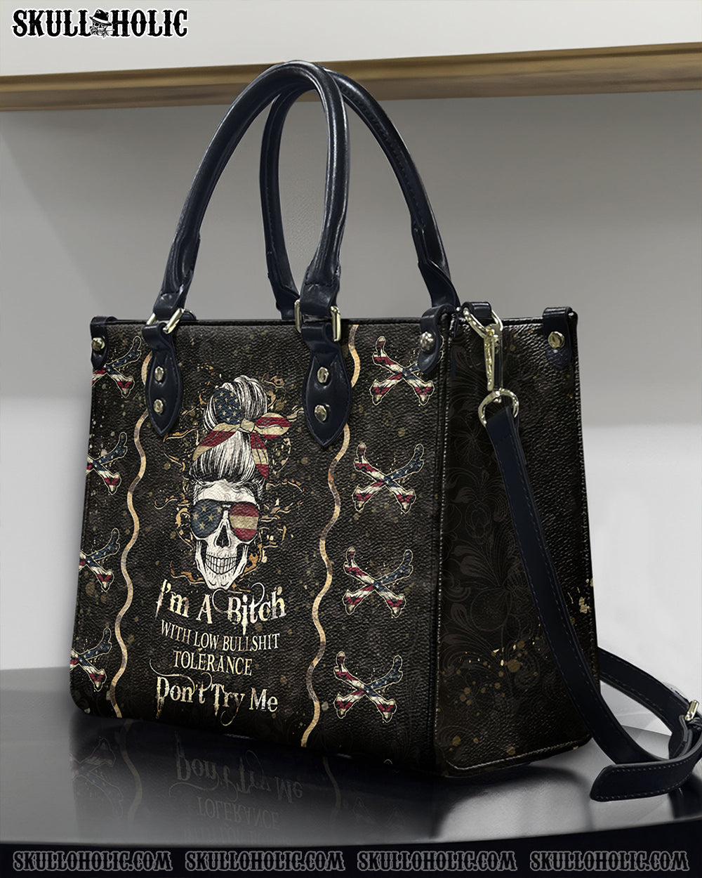 I'M A B DON'T TRY ME LEATHER HANDBAG - YHHN2803242