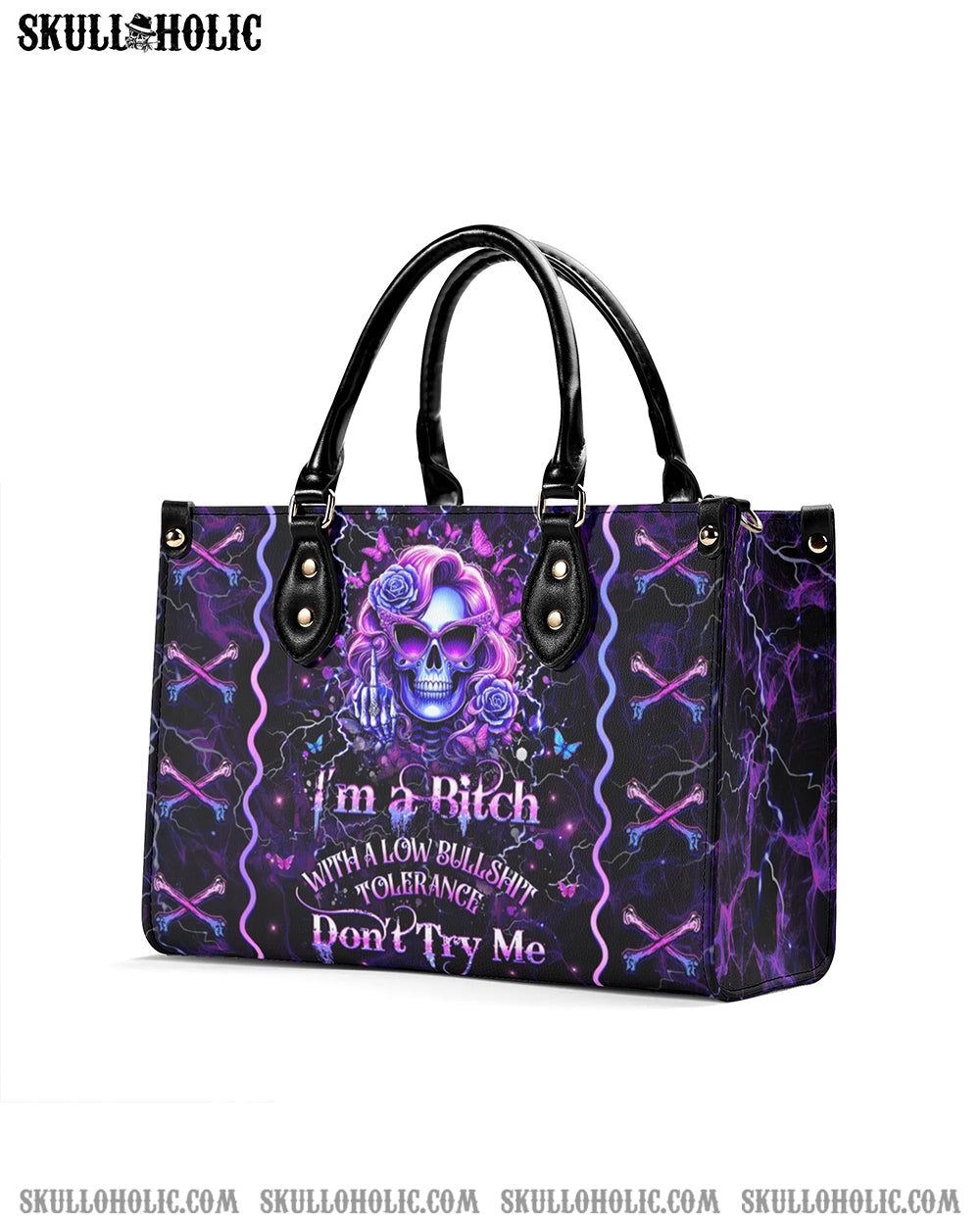 I'M A B DON'T TRY ME LEATHER HANDBAG - YHHG1907243