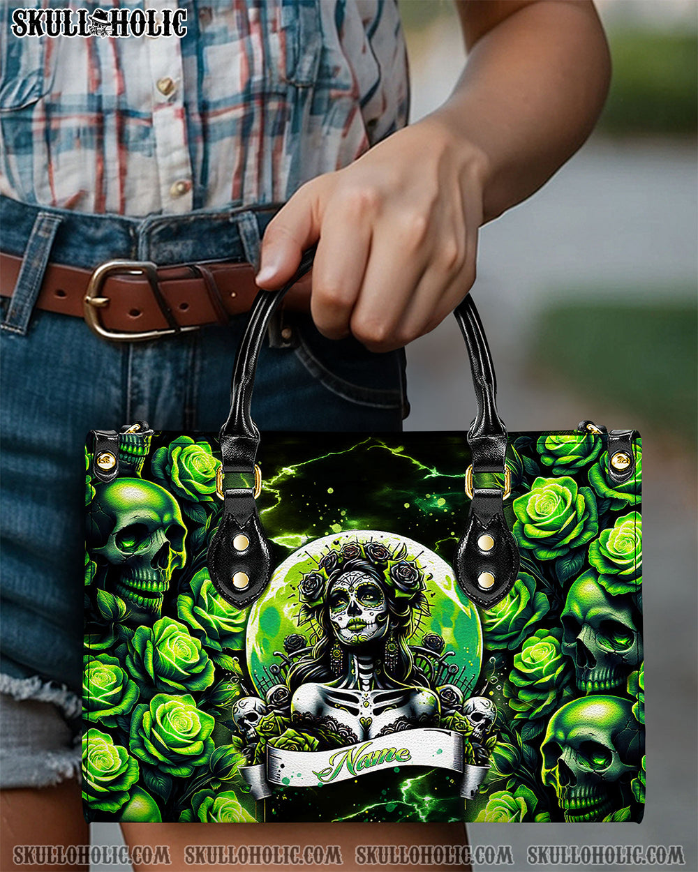 SUGAR SKULL ROSE LEATHER HANDBAG - TLNT3105244