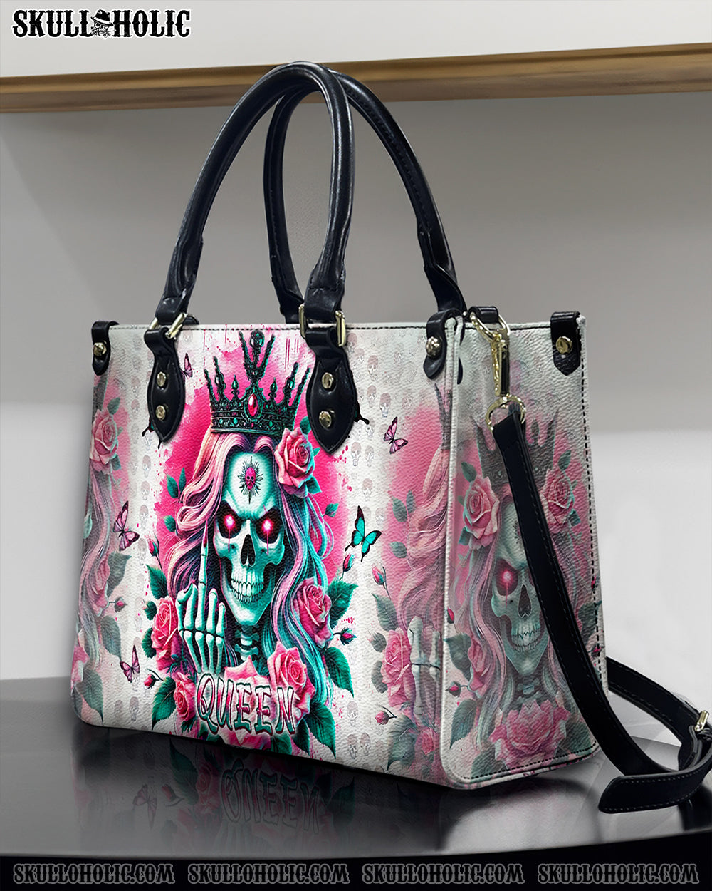 SKULL QUEEN LEATHER HANDBAG - TLPQ2106244