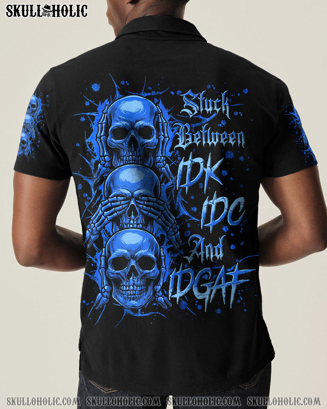 STUCK BETWEEN IDK IDC AND IDGAF SKULL ALL OVER PRINT - YHLN1808253