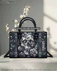 PERSONALIZED SKULL ROSE LEATHER HANDBAG - TLTW1003251
