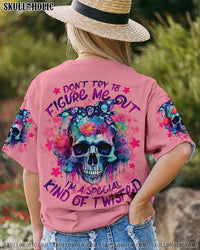 DON'T TRY TO FIGURE ME OUT WATERCOLOR SKULL ALL OVER PRINT - TLNO1809232