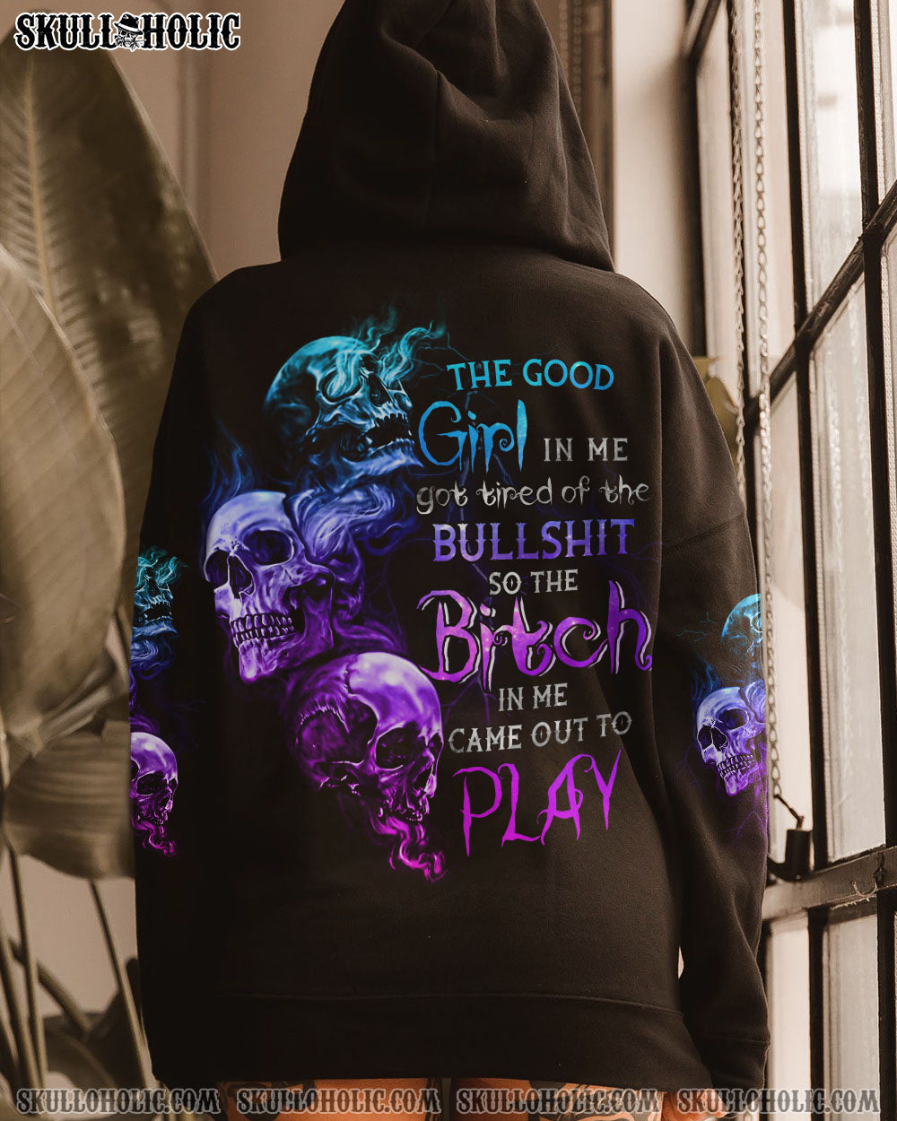 THE GOOD GIRL IN ME GOT TIRED SKULL ROSE ALL OVER PRINT - YHTG0607222