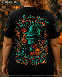 BUCKLE UP BUTTERCUP SKULL WITCH HALLOWEEN ALL OVER PRINT - YHDU2307251