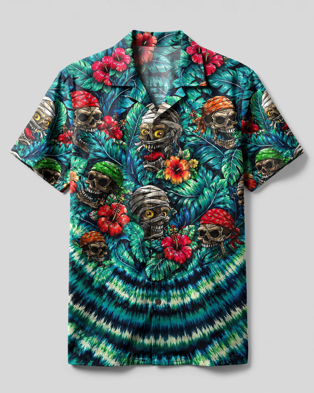 VIBRANT TROPICAL SKULLS CAMP SHIRT - TLHG0107262