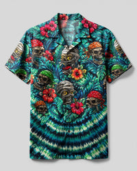 VIBRANT TROPICAL SKULLS CAMP SHIRT - TLHG0107262