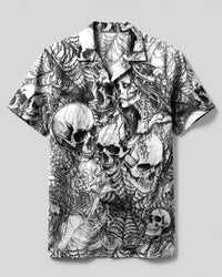 HORROR SKULLS AND SPECTRAL WOMAN CAMP SHIRT - TLHG2906262