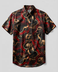 GOTHIC SKULL BUTTON-DOWN COLLAR SHIRT - TLHN0406261