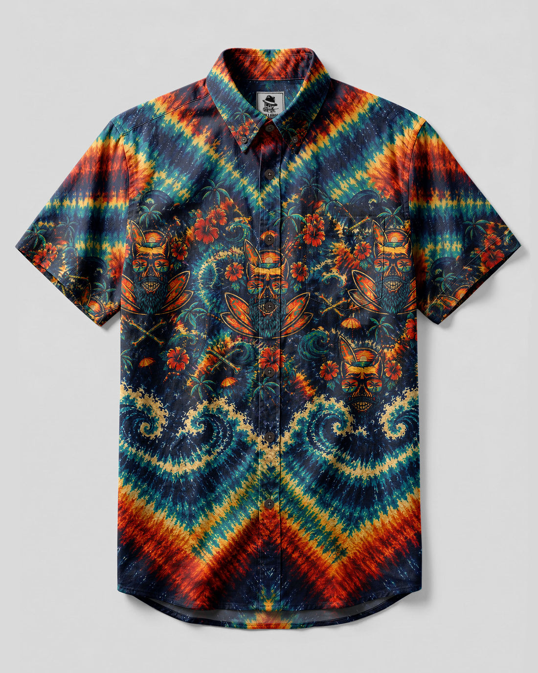 OLD SKULL TROPICAL SUNSET BUTTON-DOWN COLLAR  SHIRT  - TLNO0207261