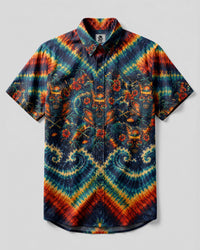 OLD SKULL TROPICAL SUNSET BUTTON-DOWN COLLAR  SHIRT  - TLNO0207261