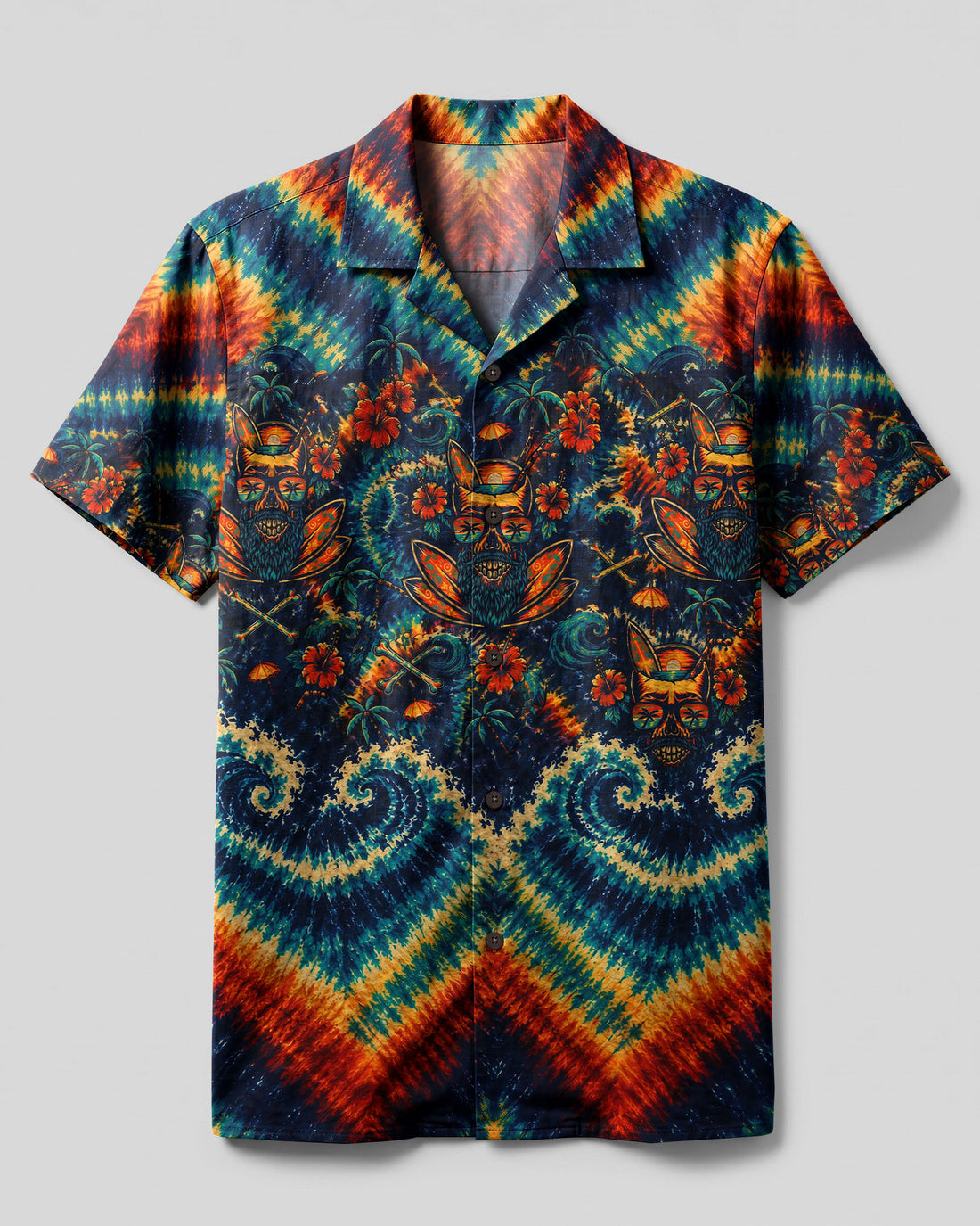 OLD SKULL TROPICAL SUNSET CAMP SHIRT - TLNO0207262