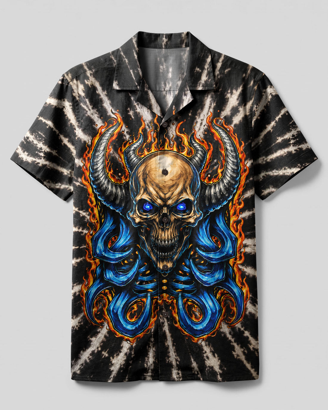 SKULL DEMON FLAMES CAMP SHIRT  - TLNT0107262