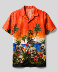 SKULL TROPICAL SUNSET CAMP SHIRT  - TLNT0207263