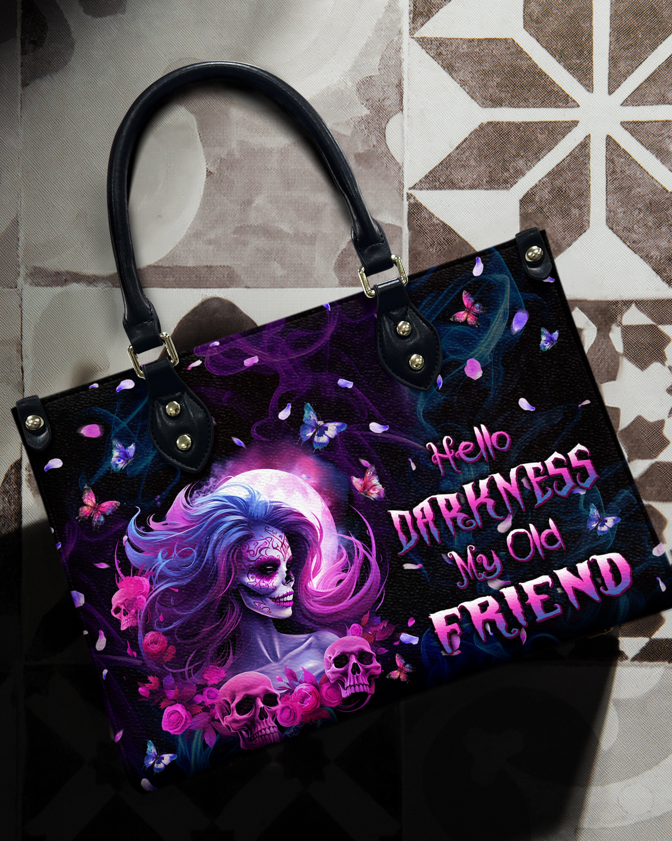 HELLO DARKNESS MY OLD FRIEND LEATHER HANDBAG - TLPQ1406242