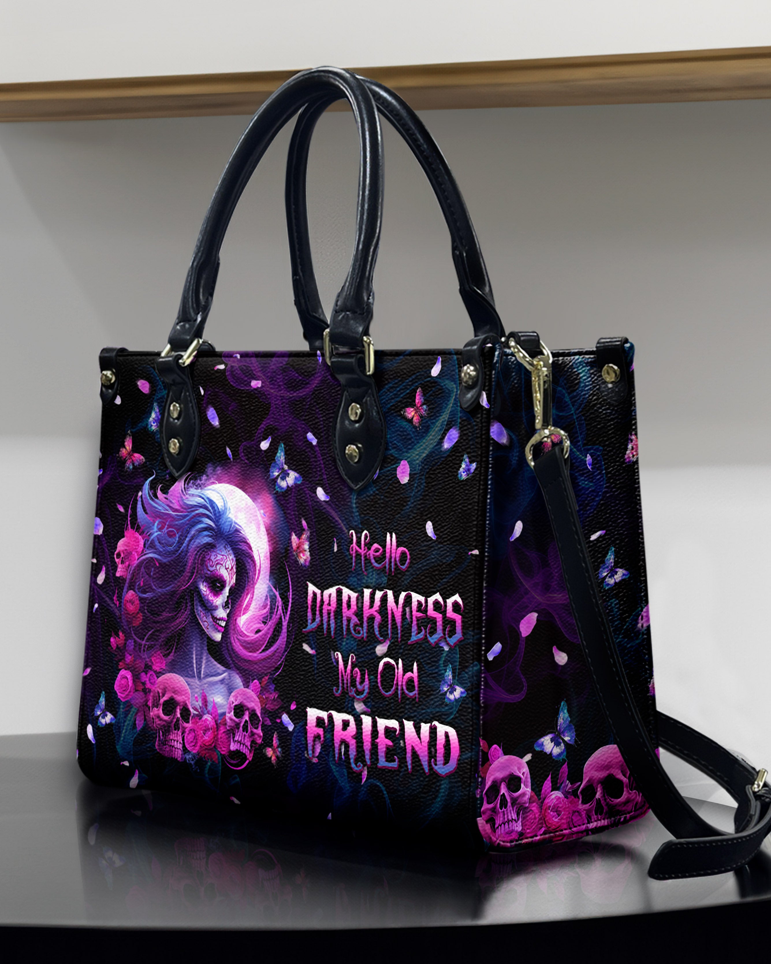 HELLO DARKNESS MY OLD FRIEND LEATHER HANDBAG - TLPQ1406242