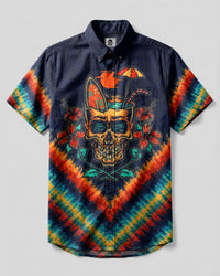 TROPICAL SUMMER SKULL BUTTON-DOWN COLLAR SHIRT  - TLTW0107266