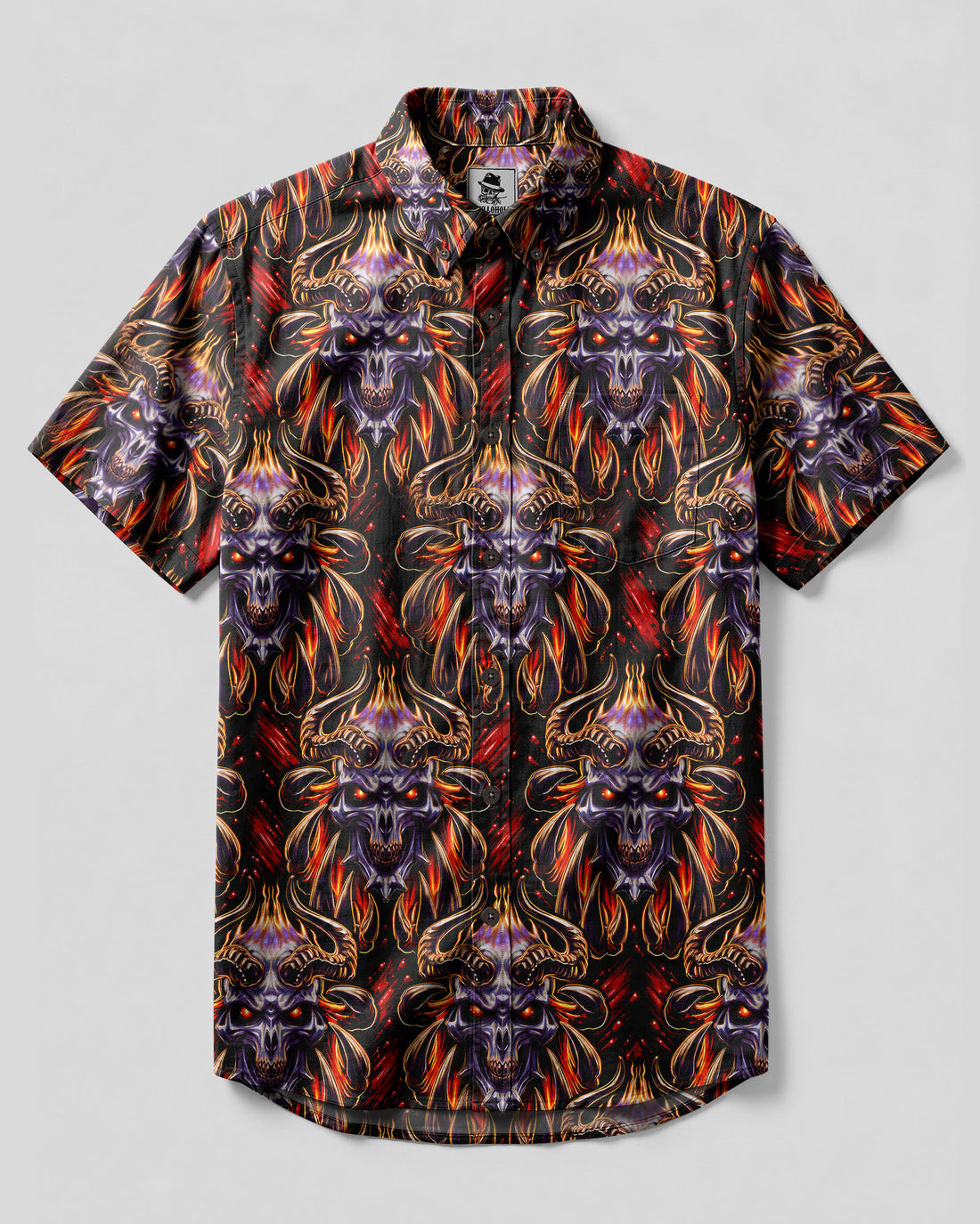DARK GOTHIC SKULL DEMON BUTTON-DOWN COLLAR SHIRT - TLTW0306264