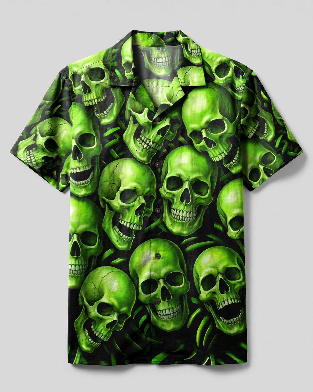 GHOSTLY GREEN SKULLS CAMP SHIRT - TYLN3006263