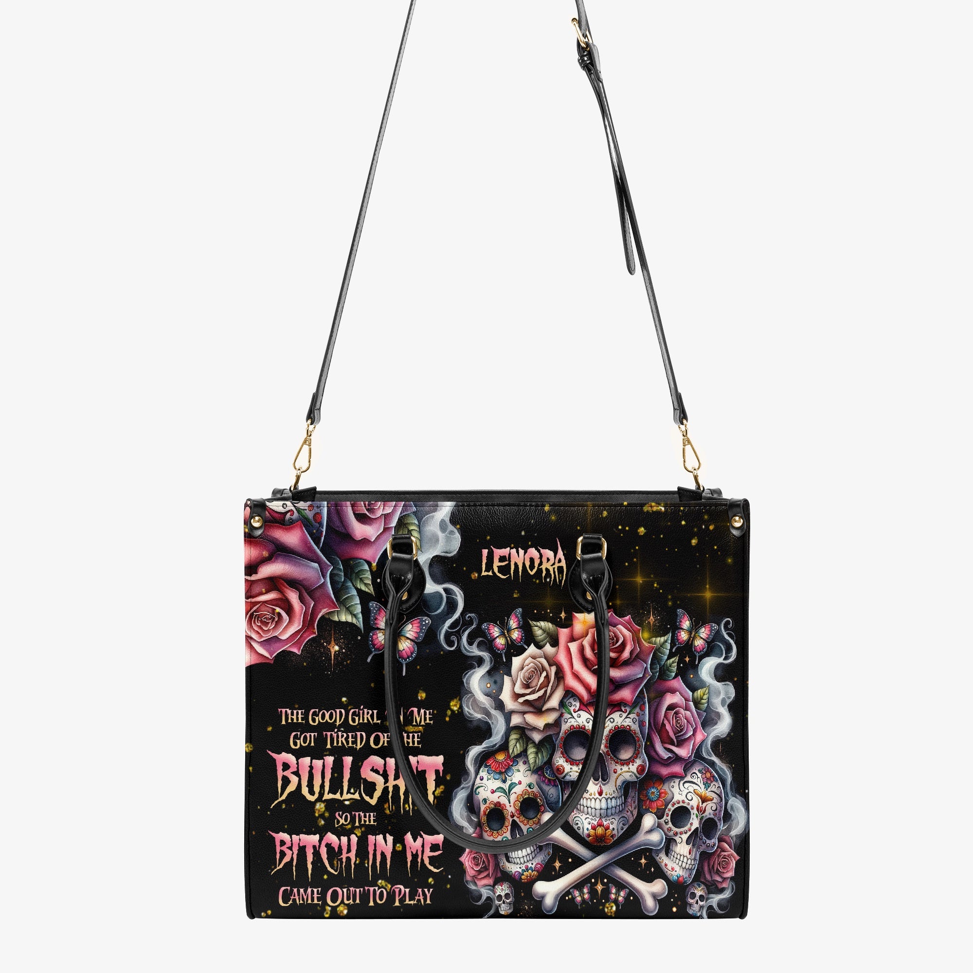 THE GOOD GIRL IN ME BONES SUGAR SKULL LEATHER HANDBAG - TLNZ2203241