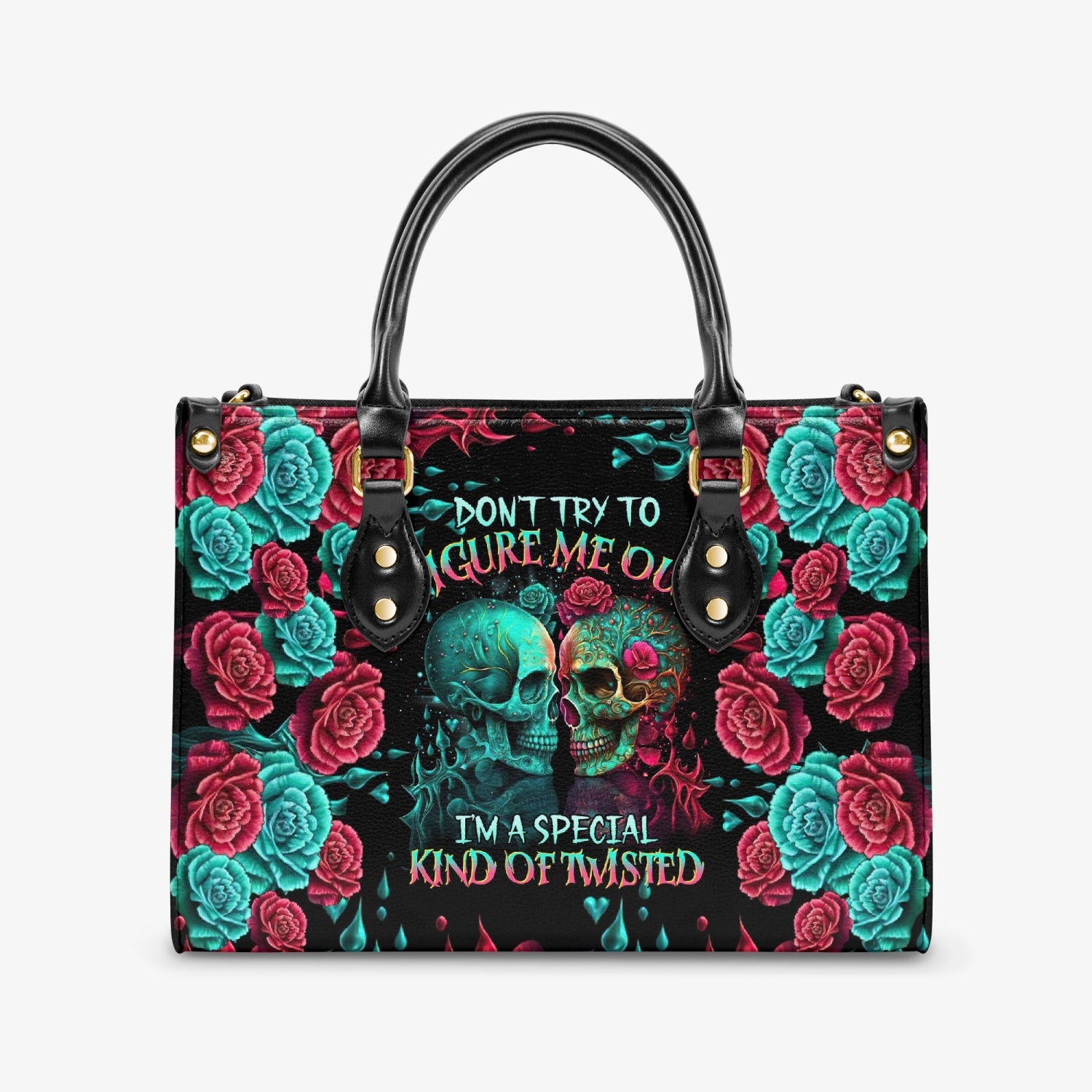 DON'T TRY TO FIGURE ME OUT SKULL LEATHER HANDBAG - TLTR2103245