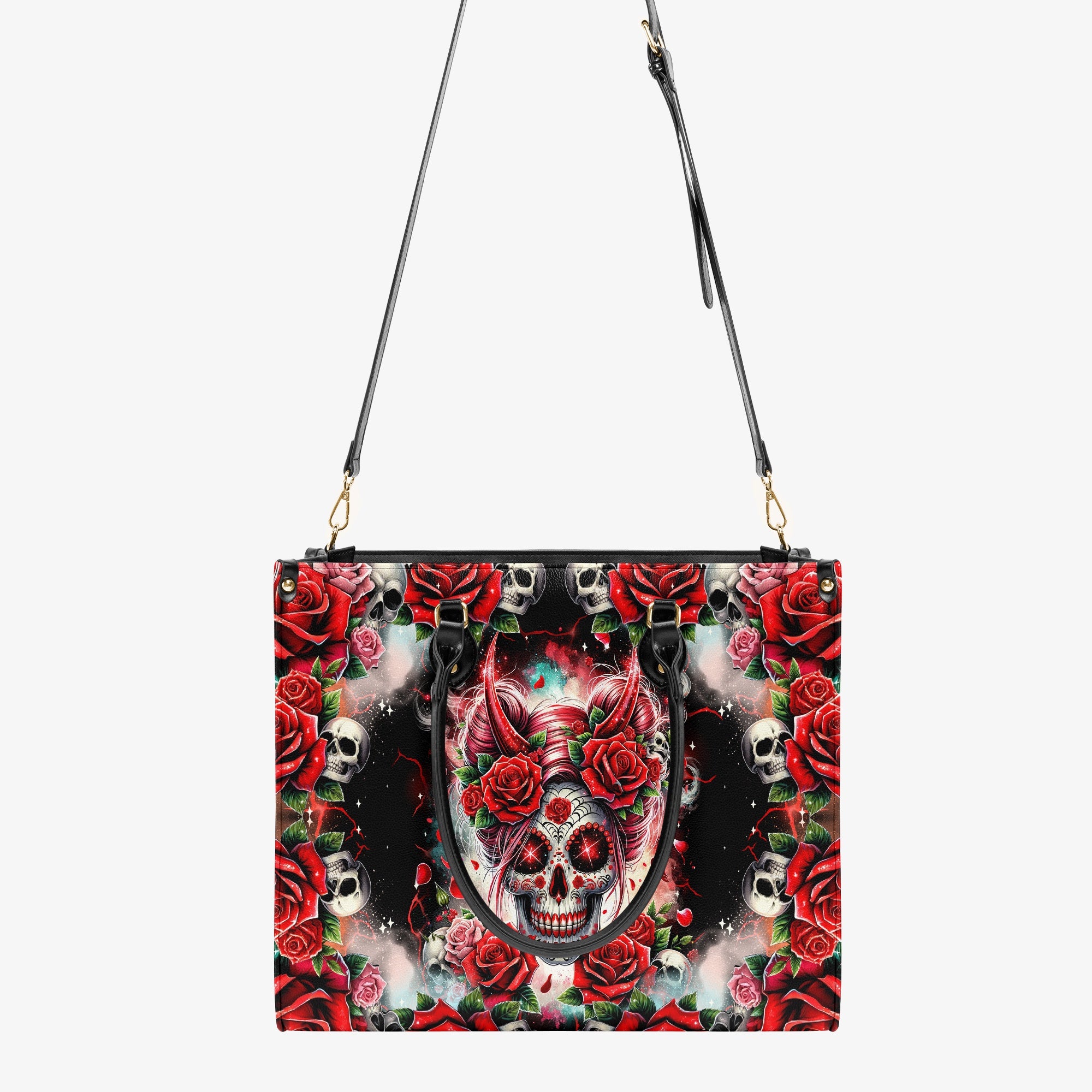 SKULL ROSES LEATHER HANDBAG - TYQY0304241