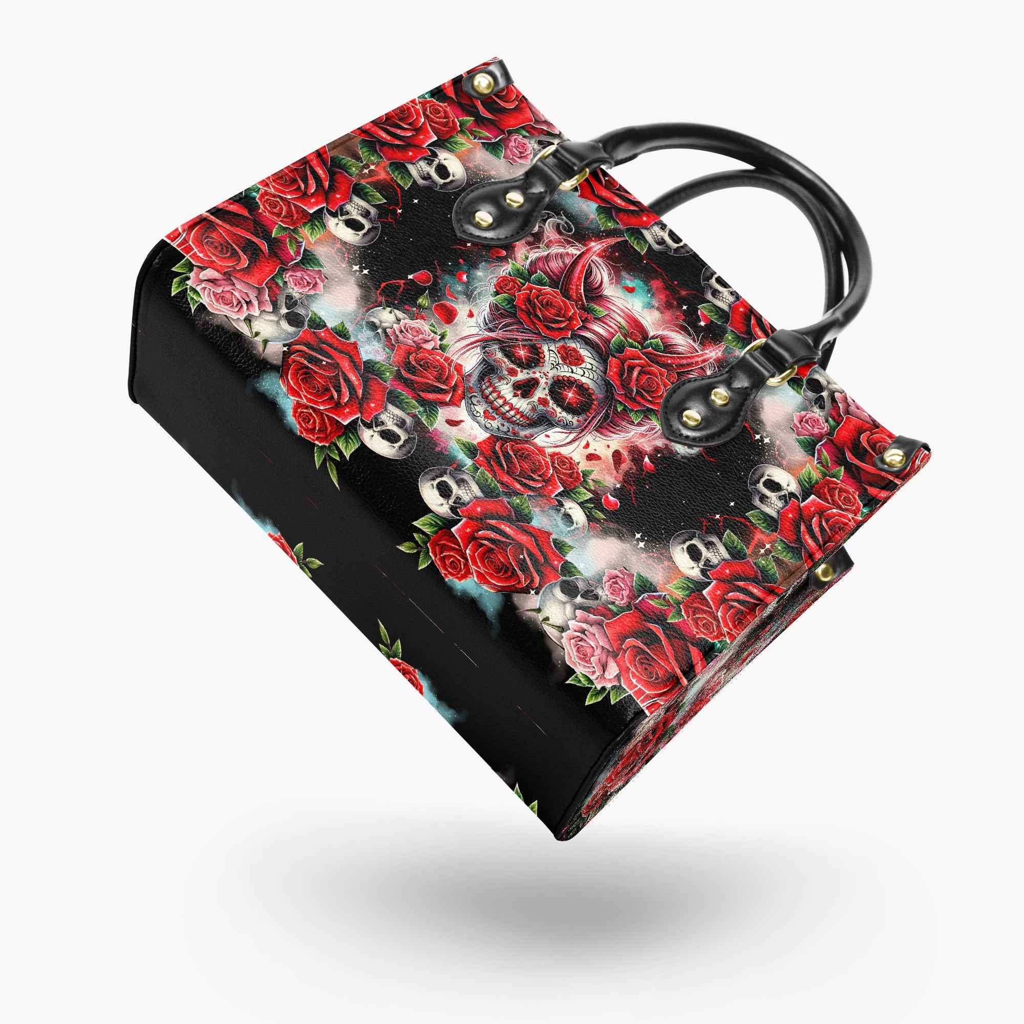 SKULL ROSES LEATHER HANDBAG - TYQY0304241