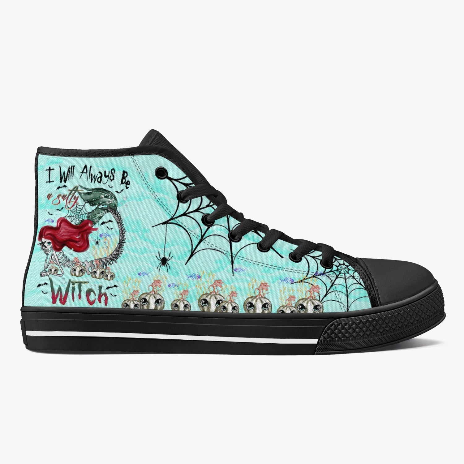 SALTY WITCH MERMAID HALLOWEEN HIGH TOP CANVAS SHOES - TLTR2808236