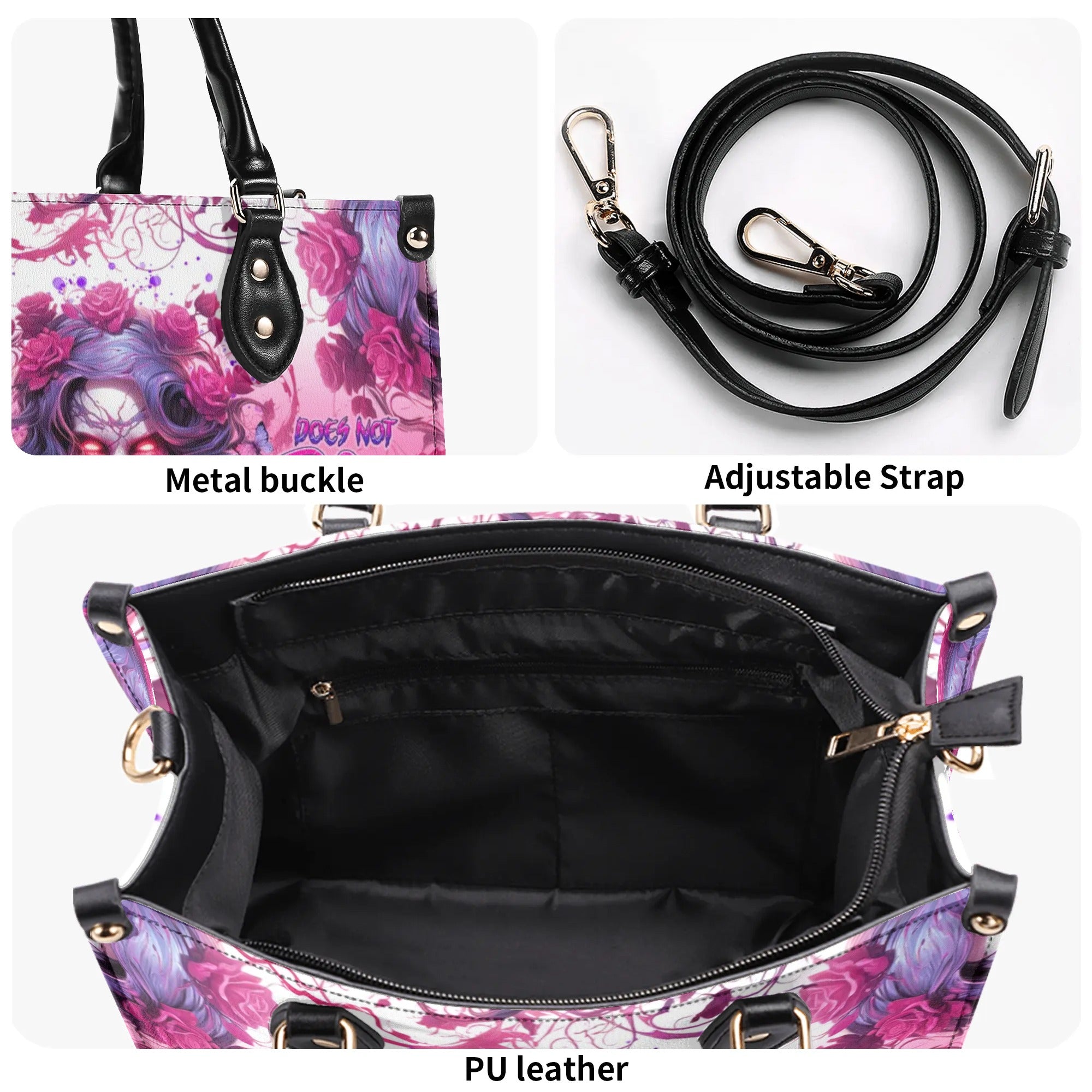 WARNING THIS TATTOOED GIRL ROSE SKULL LEATHER HANDBAG - TLNT0606245