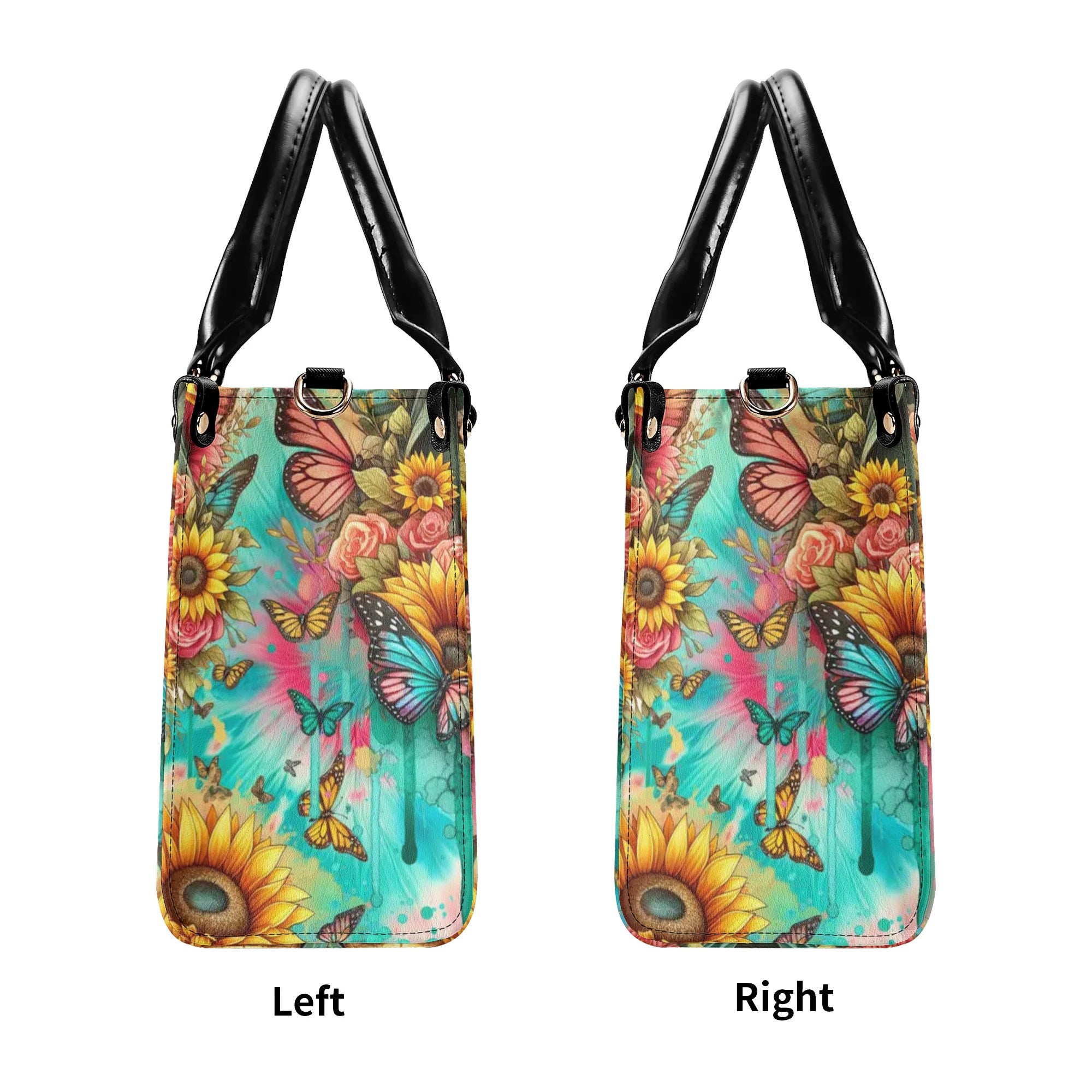 SHE IS SUNSHINE SUNFLOWER REAPER TIE DYE LEATHER HANDBAG - TLNO0907244