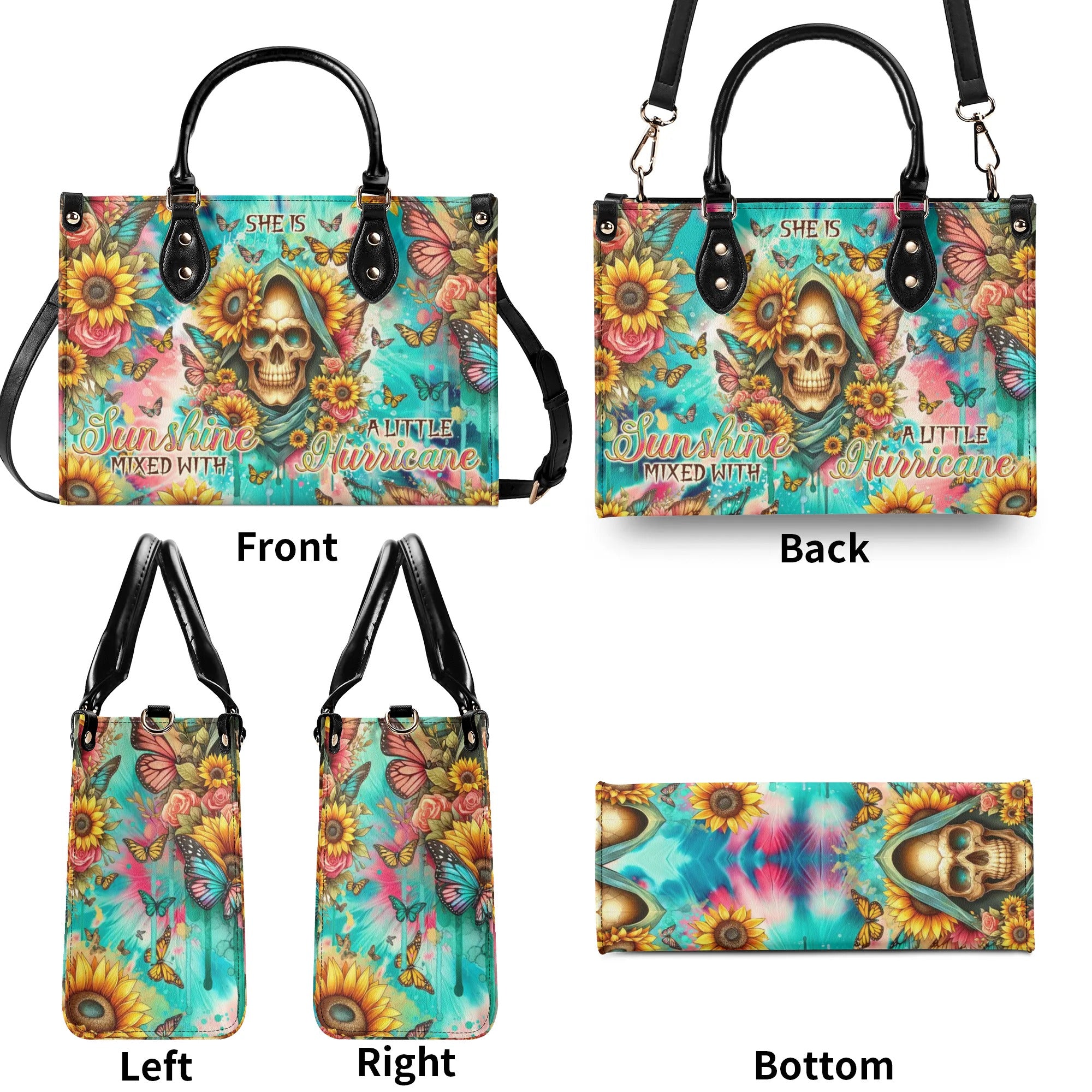 SHE IS SUNSHINE SUNFLOWER REAPER TIE DYE LEATHER HANDBAG - TLNO0907244