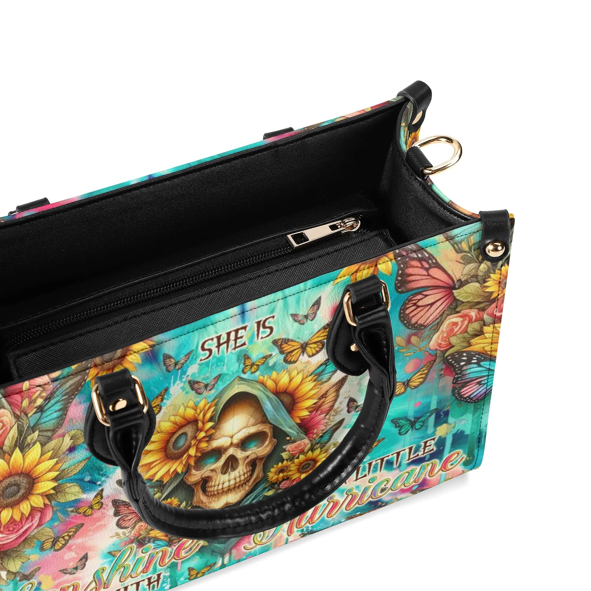 SHE IS SUNSHINE SUNFLOWER REAPER TIE DYE LEATHER HANDBAG - TLNO0907244