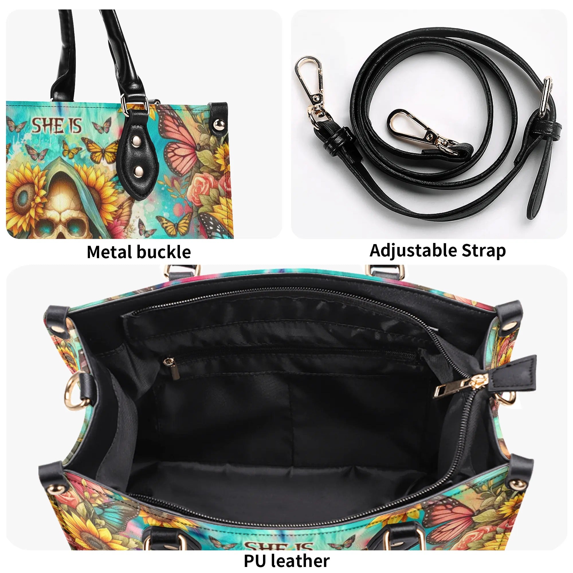 SHE IS SUNSHINE SUNFLOWER REAPER TIE DYE LEATHER HANDBAG - TLNO0907244