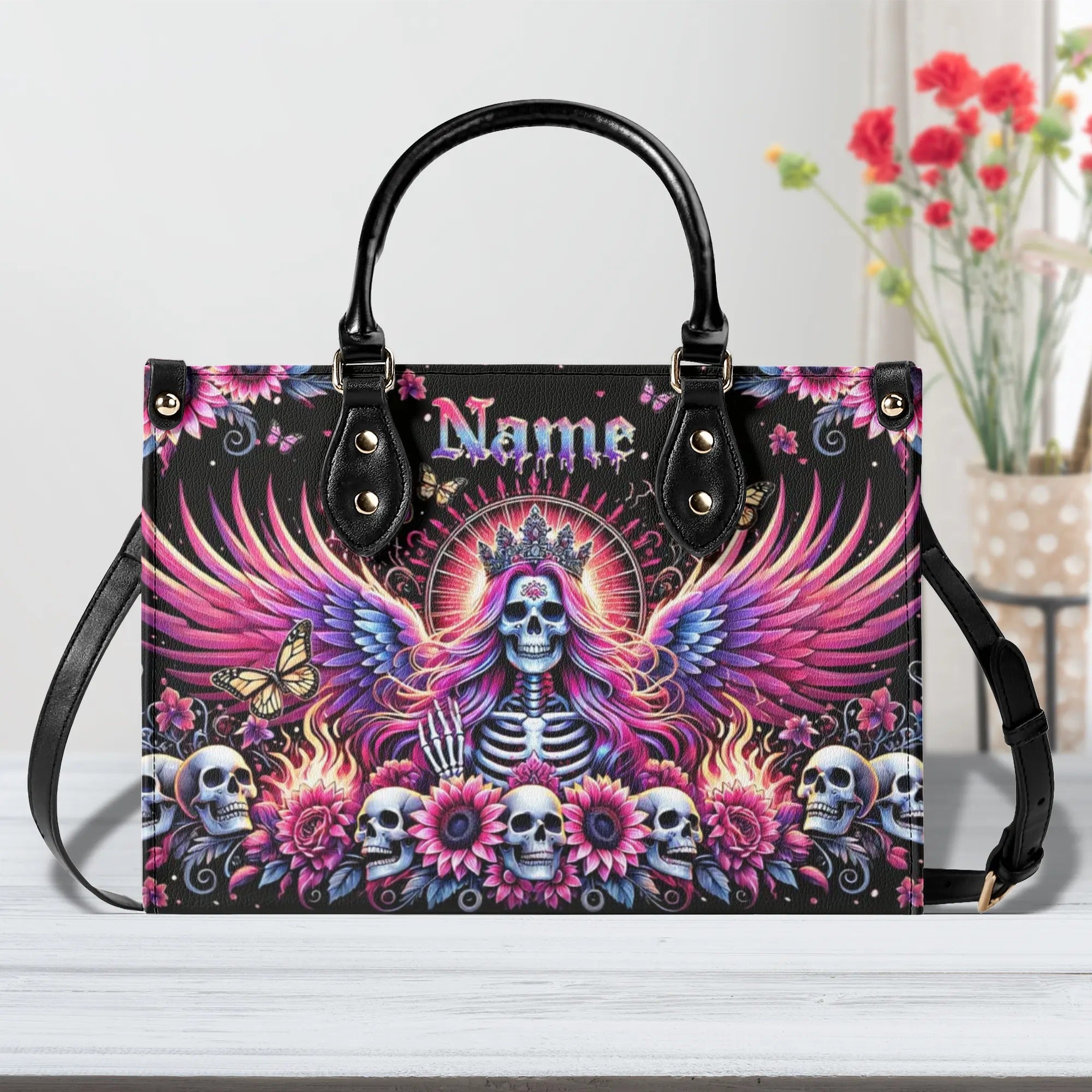 QUEEN SKULL LEATHER HANDBAG - TLPQ2507244