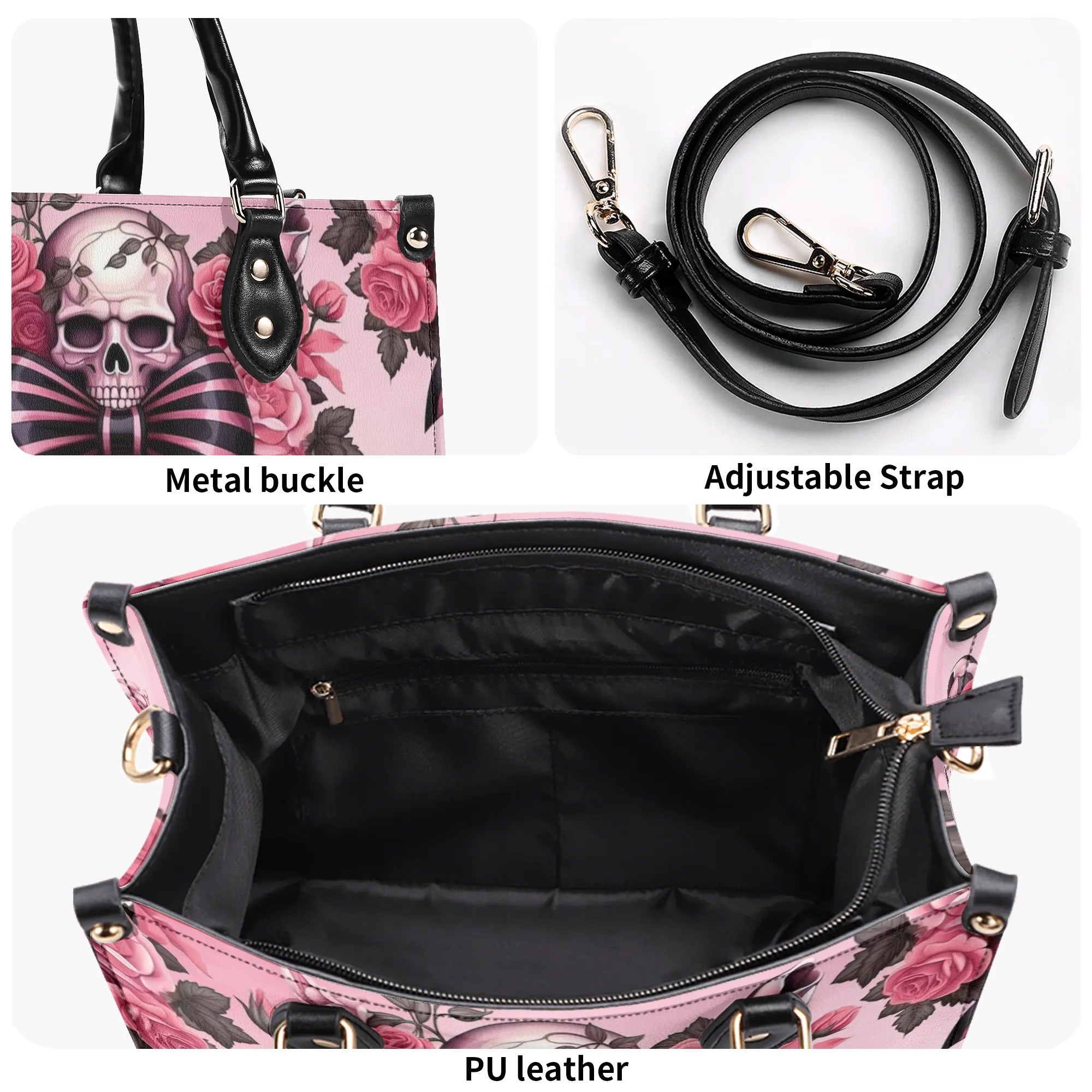 SKULL ROSE LEATHER HANDBAG - TLNZ0508244