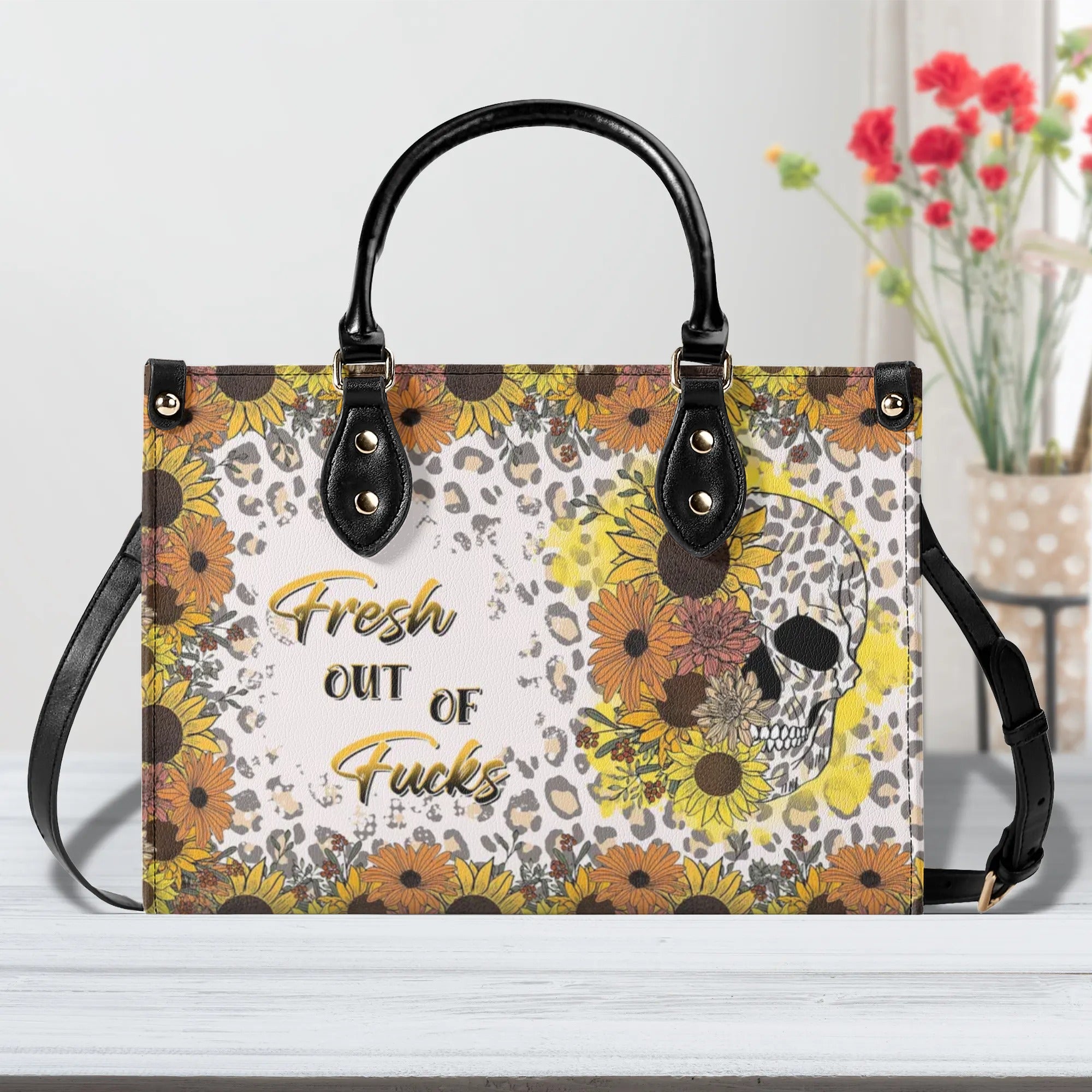 FRESH OUT OF F FLORAL SKULL LEATHER HANDBAG - TLTR2108244