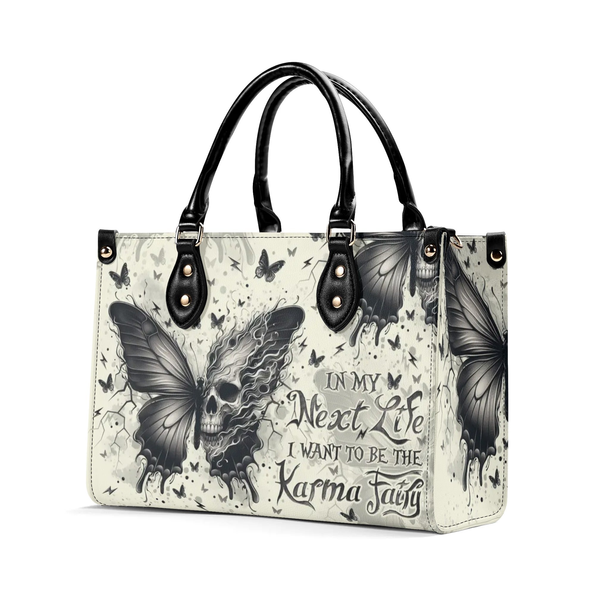 KARMA FAIRY SKULL BUTTERFLY LEATHER HANDBAG - TLNO2308246