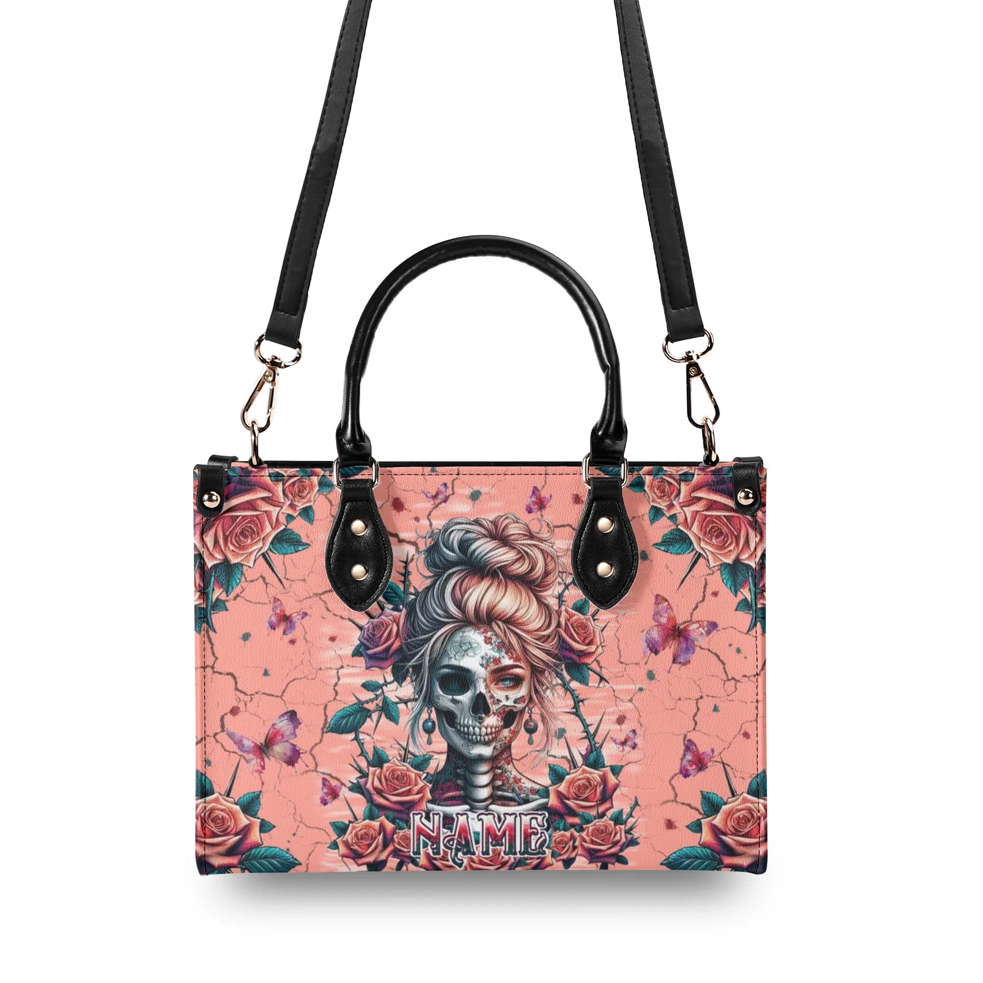 SKULL LADY ROSE LEATHER HANDBAG - TLPQ2208244