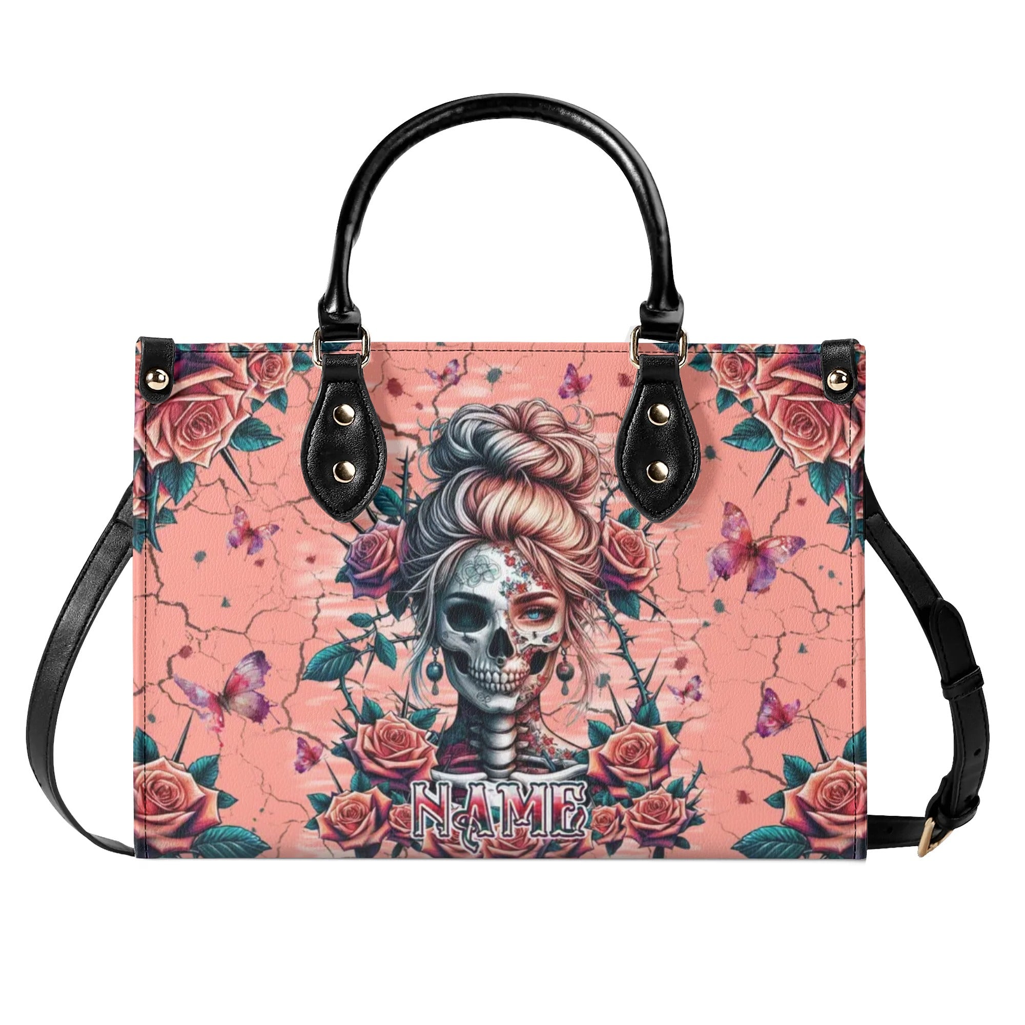 SKULL LADY ROSE LEATHER HANDBAG - TLPQ2208244