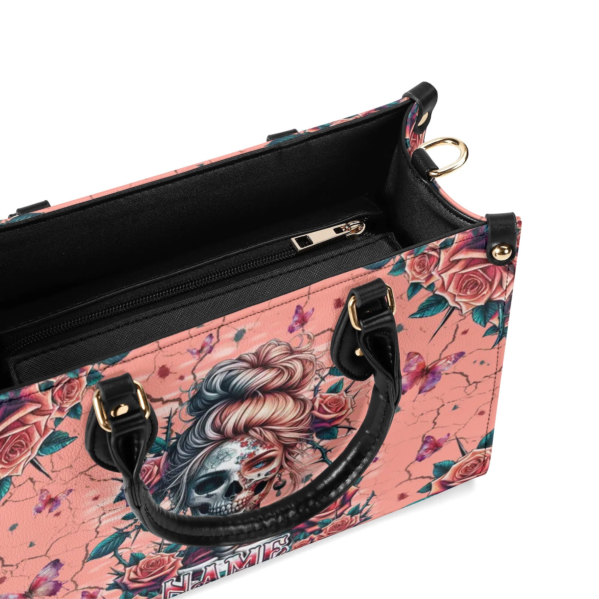 SKULL LADY ROSE LEATHER HANDBAG - TLPQ2208244